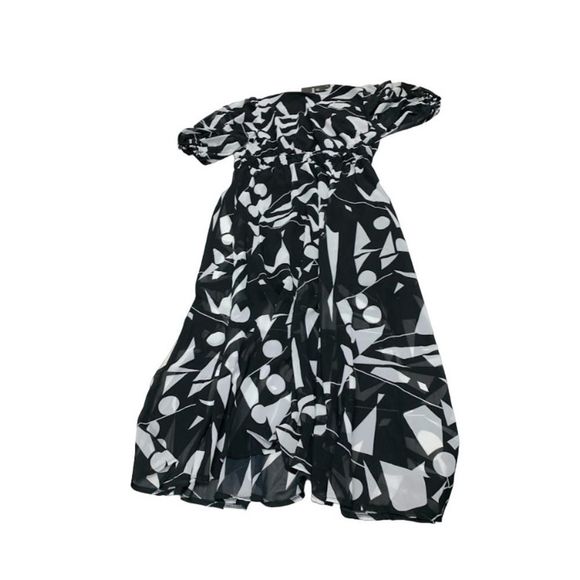 C.Cline women's Black & white Short sleeves maxi dress Size XL - Picture 1 of 3